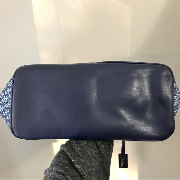 Sam Edelman Signature Shoulder Bag Tote Navy Poseidon Blue - Picture 8 of 8